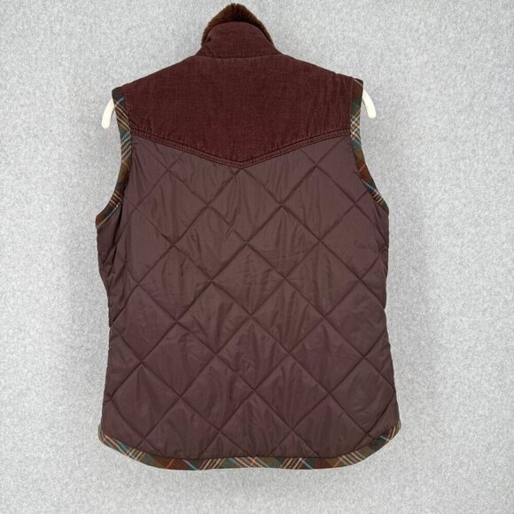 Cabi Womens Puffer Quilted Vest Size M Brown Plaid Corduroy Equestrian Style 694 - Picture 5 of 11